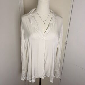 Kobe Halperin Women's Rebekah Stretch Silk Blouse KF9B60 White Sz L